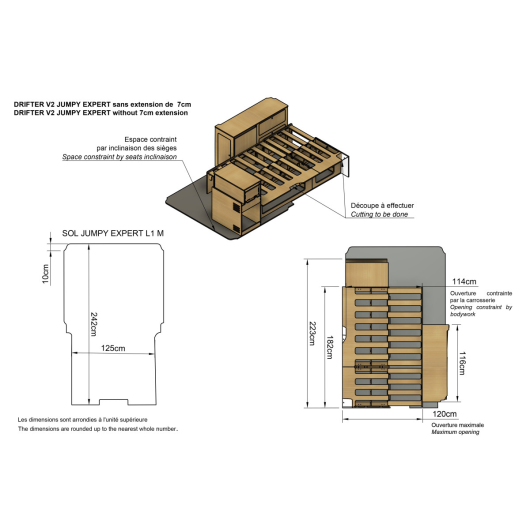 Kit meuble Drifter Jumpy 3 Simple Vans | Pack aménagement bois van et fourgon | H2R Equipements