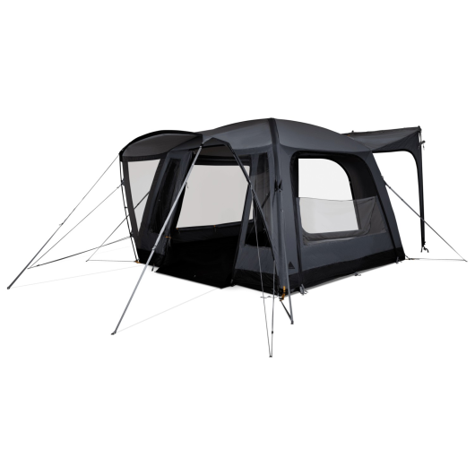 Auvent gonflable van aménagé Kampa Roam Air Low | tente minivan | vue de profil avec portes partiellement ouvertes