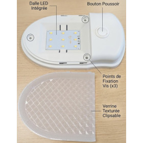 Plafonnier LED 180 x 105 mm avec interrupteur CARBEST - vu de côté