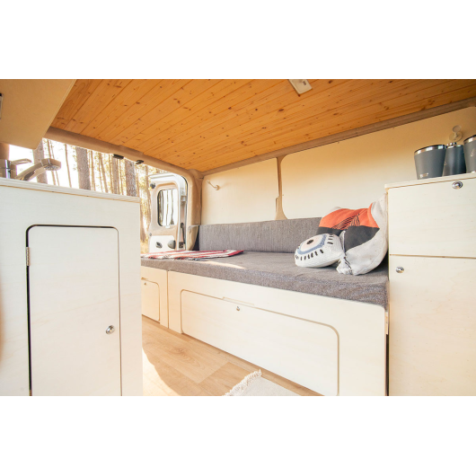 Kit meuble bois complet intérieur VW T5/T6 Court Simple Vans | aménagement à monter pour van et fourgon | H2R Equipements