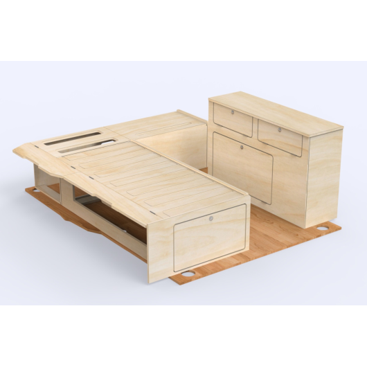 Kit meuble Weekender Simple Vans | pack aménagement bois pour ludospace | H2R Equipements