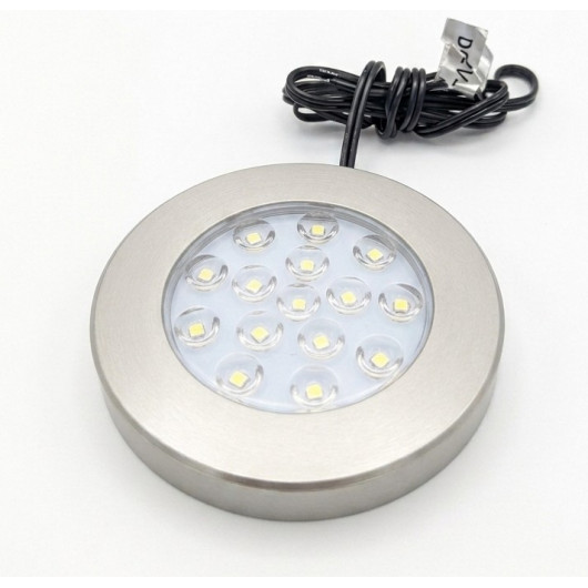 Spot LED 15 12V TRIGANO vu de dessus et de côté.