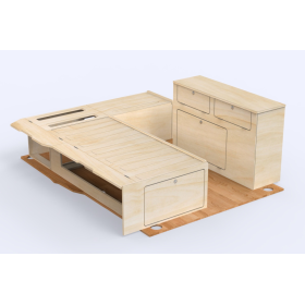 Kit meuble Weekender pour VW Caddy Simple Vans | pack aménagement bois pour ludospace | H2R Equipements