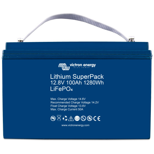 Batterie lithium 12 V Superpack VICTRON | 100 Ah - 1280 Wh vue de face