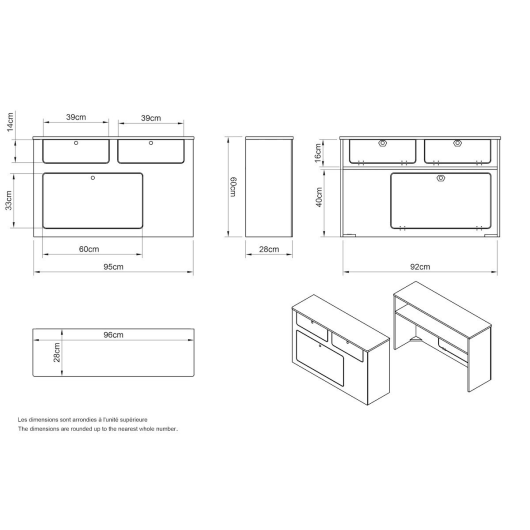Meuble en bois latéral pour petit utilitaire Simple Vans | Aménagement ludospace et petit utilitaire | Dimensions