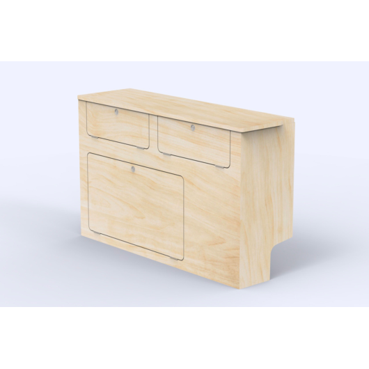 Meuble en bois latéral pour VW Caddy de Simple Vans | Aménagement ludospace et petit utilitaire