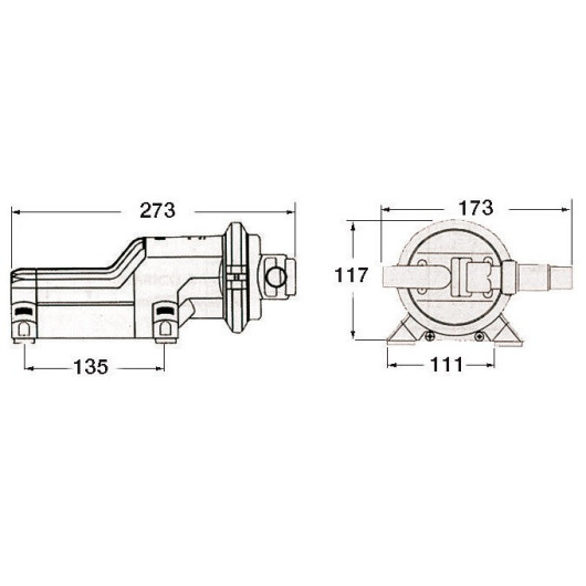Equipement bateau et camping-car : WHALE Gluper 220 schéma & dimensions pompe d'évacuation