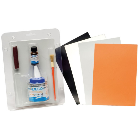 Kit réparation pneumatique hypalon Adeco | kit colle et patch pour annexe et bateau semi-rigide