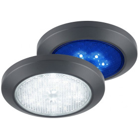 Plafionnier Down Light Slim 12 V CARBEST vu éclairé en blanc et en bleu