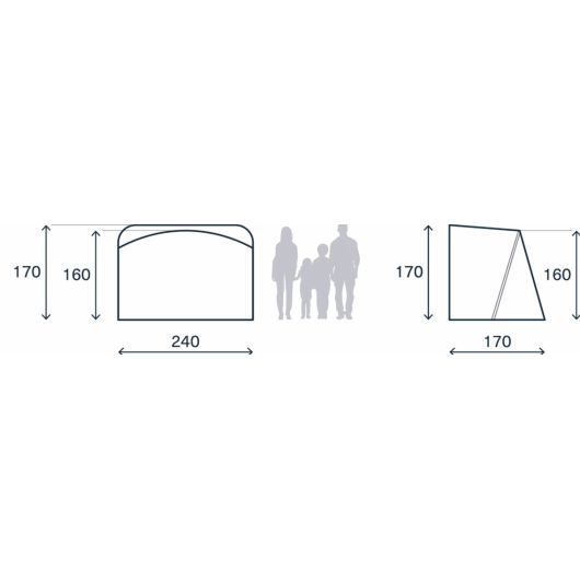 Annexe pour auvent Roam KAMPA | schéma dimensions