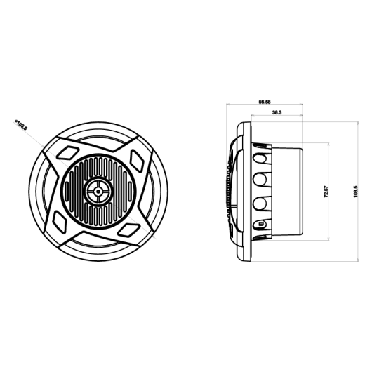 Haut-parleur Osculati 3'' de 2x20 W | Haut-parleur | Dimensions