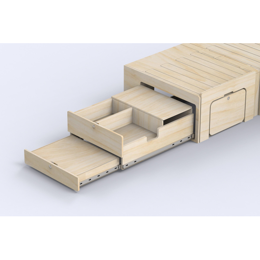 Tiroir cuisine arrière pour lit peigne B130 Simple Vans | Kit aménagement bois van | H2R Equipements