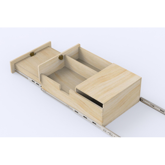 Tiroir cuisine arrière pour lit peigne B130 Simple Vans | Kit aménagement bois van | H2R Equipements | Haut