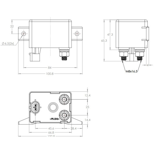 Relais Victron Cyrix-Li-230- Schéma de dimensions