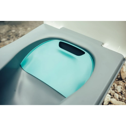 Clapet pare-vue Vela pour bac à solides de toilettes à séparation Evo de Trelino | WC nomade pour van aménagé | Papier toilettes