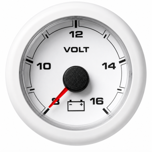 Voltmètre 52 mm 8-16V Veratron noir ou blanc |instrument de controle| bateau ou camping-car en 12 V | blanc