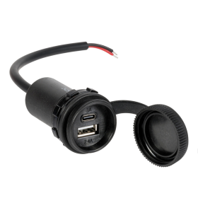 Double prise étanche USB Type A+C avec bouchon OSCULATI Double prise étanche OSCULATI USB Type A+C avec bouchon | Fiche et prise DC