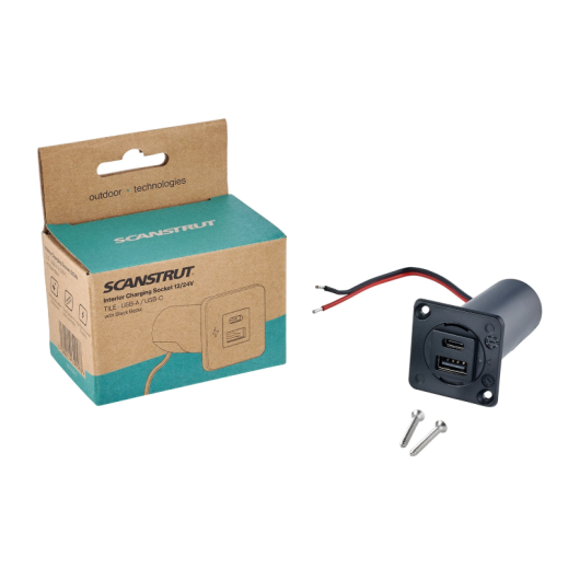 Prise intérieure Scanstrut TILE Series USB-A / USB-C | Fiche et prise DC | Emballage