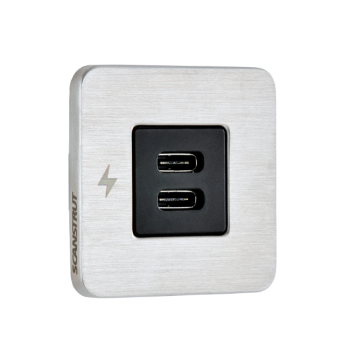 Prise intérieure Scanstrut TILE Series USB-C / USB-C | Prise et fiche | Côté Inox