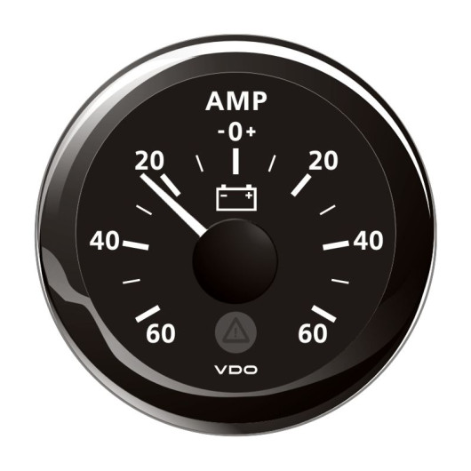 Ampèremètre VDO Viewline -60/+60A Ø52 mm 12/24V |Contrôle charge / décharge batterie bateau & van | cadran noir