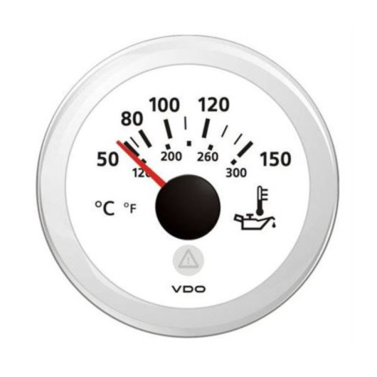 Indicateur température huile VDO Viewline Ø52 mm 150°C – Mano Veratron VDO pour moteur de bateau | cadran blanc