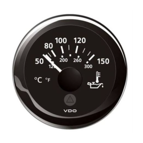 Thermomètre huile 50 / 150 °C Ø 52 mm VDO Indicateur température huile VDO Viewline Ø52 mm 150°C – Mano Veratron VDO pour moteur de bateau | cadran noir