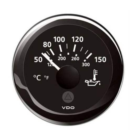 Indicateur température huile VDO Viewline Ø52 mm 150°C – Mano Veratron VDO pour moteur de bateau | cadran noir