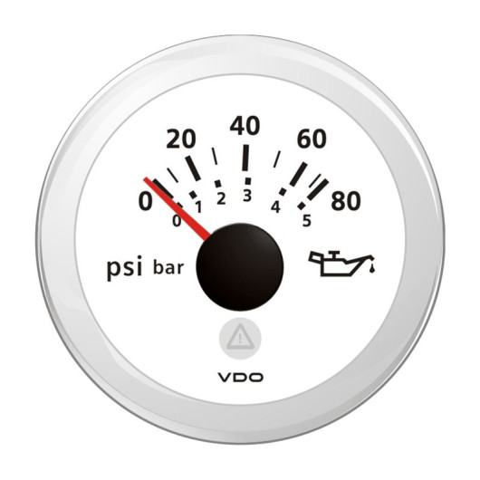 Manomètre pression huile du moteur VDO Viewline 0-5 bar 10-184 Ohm | cadran blanc