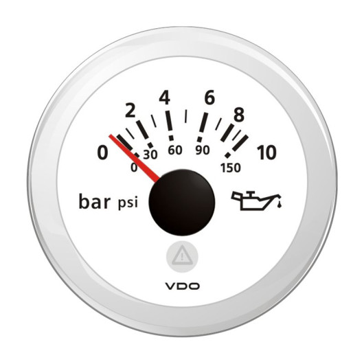 Manomètre pression huile VDO Viewline 0-10 bar Ø 52 mm | Instrument de contrôle cadran blanc