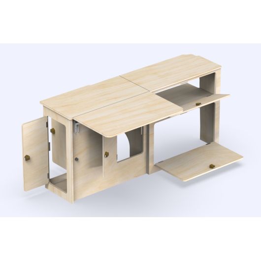 Meuble en bois latéral avec grande tablette A4V2 Jumpy Expert Simple Vans | Ameublement van aménagé | placards