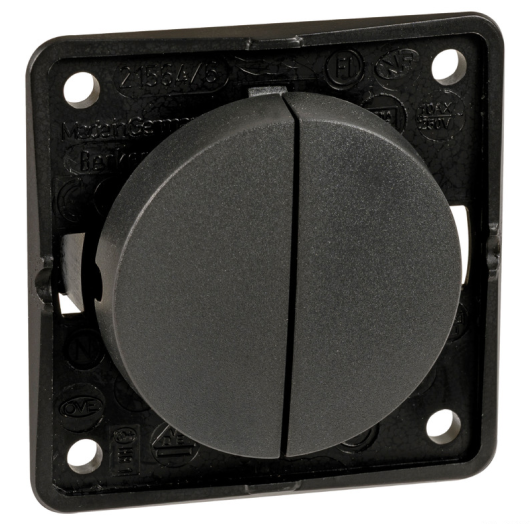 Interrupteur double 16A Noir Anthracite BERKER