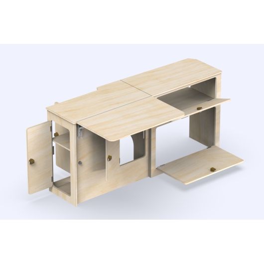 Meuble en bois latéral avec grande tablette A4V2 VW T5 / T6 Simple Vans | Ameublement van aménagé