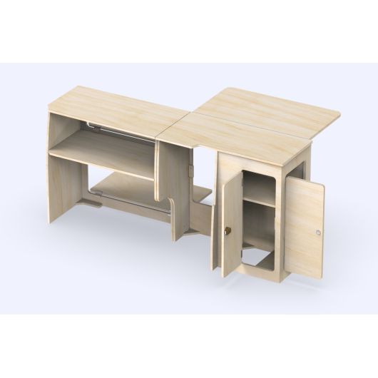 Meuble en bois latéral avec grande tablette A4V2 VW T5 / T6 Simple Vans | Ameublement van aménagé