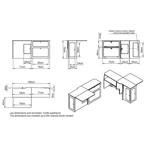 Meuble en bois latéral avec grande tablette A4V2 VW T5 / T6 Simple Vans | Ameublement van aménagé