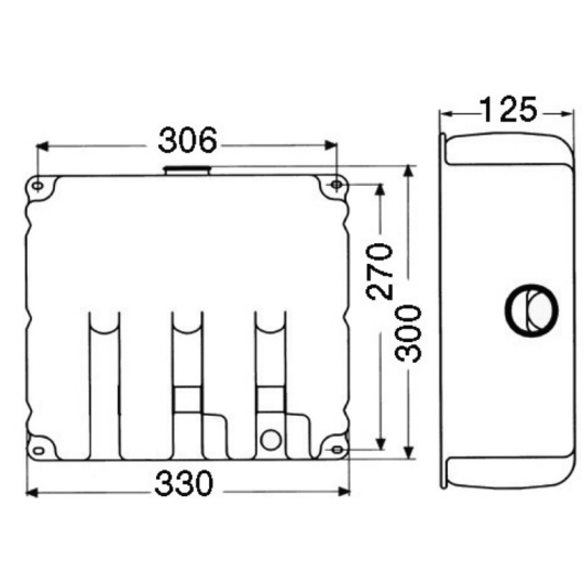Lave-vitres Osculati de 9,7 L avec 3 pompes 24 V | Essuie-glace | Dimensions