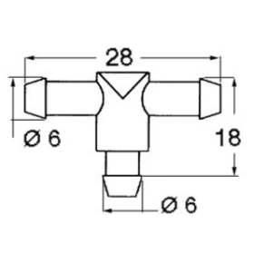 Raccord T ø 6mm pour durite lave-glace OSCULATI Raccord en T ø 6mm Osculati pour durite lave-glace | Essui-glace