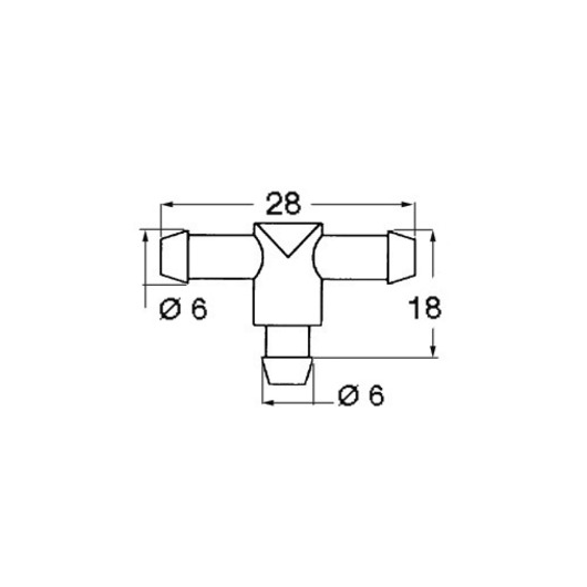 Raccord en T ø 6 mm Osculati pour durite lave-glace | Essuie-glace | Dimensions