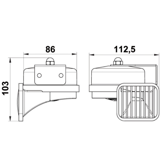 Avertisseur OSCULATI à membrane haute puissance | Avertisseur sonore | Dimensions