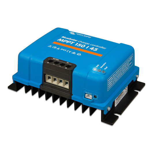 Bluesolar Victron Energy 150/45 - Régulateur de charge solaire 12/24 V pour van, fourgon et bateau - profil arrière droite