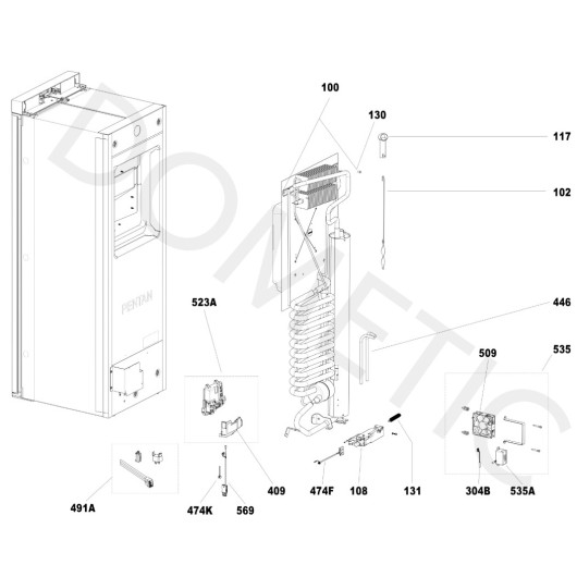 Pièces détachées frigo Dometic RML10.4G – éléments chauffants et arrière