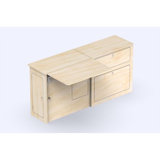 Meuble en bois latéral avec grande tablette A4V2 Universel Simple Vans | Ameublement van aménagé
