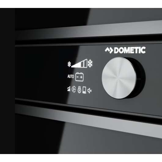 Réfrigérateur noir DOMETIC RD 10.4 70 pour bateau fourgon aménagé & camping-car 12 V | panneau de controle