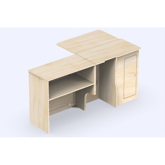 Meuble en bois latéral avec grande tablette A4V2 Trafic 3 Simple Vans | Ameublement van aménagé | Dos