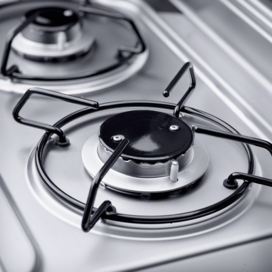 Combiné évier gaz Dometic MO9722R inox - 2 feux avec couvercle verre camping-car et van aménagé - brûleurs fixes