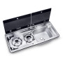Combiné évier gaz Dometic MO9722R inox - 2 feux avec couvercle verre camping-car et van aménagé