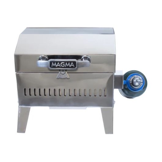Barbecue portable rectangle Magma Beach Fire Inox Poli miroir | Barbecue au gaz pour van et camping-car | Vue de face