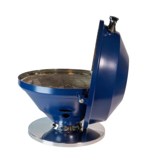 Barbecue portable rond Magma Beach Fire Midnight Blue | Barbecue au gaz pour van et camping-car | Vue de côté