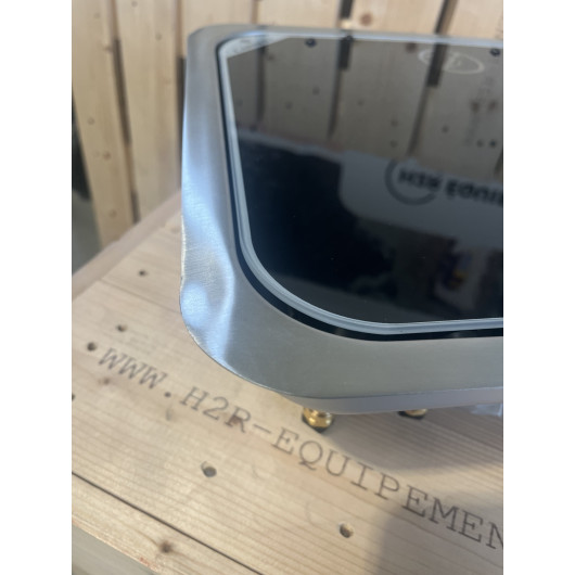 Combiné évier reconditionné 2 feux gaz CARBEST - évier à droite couvercle ouvert