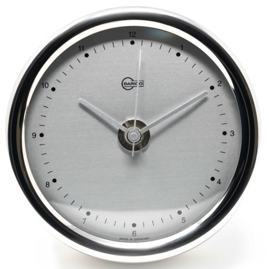 Horloge BARIGO en inox poli avec cadran blanc Orion | Pendule & horloge | De face