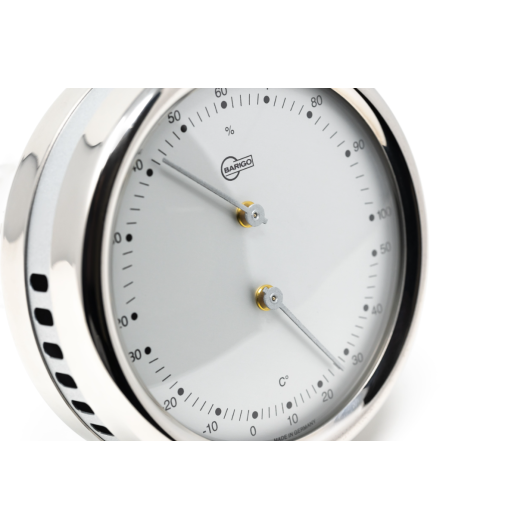 Thermo Hygromètre Barigo en inox poli cadran blanc Orion | Baromètre, thermomètre & hygromètre | Aiguille